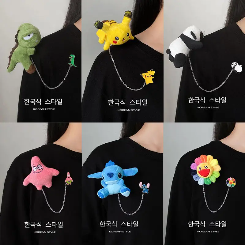 

Cuddly plush panda cartoon dinosaur doll brooch metal badge bag pin accessories