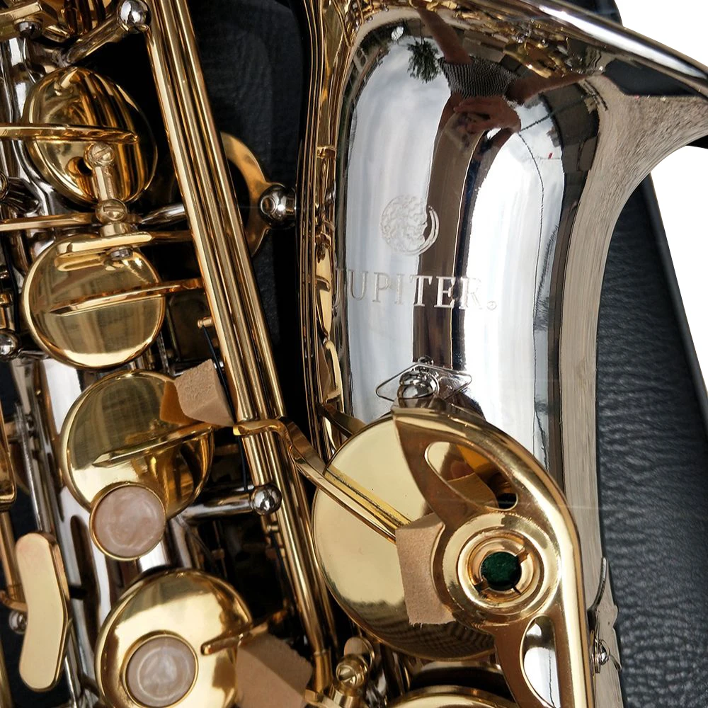 Саксофон Jupiter JAS 1100SG Alto Eb Tune латунный никелевый посеребренный корпус золотой лак
