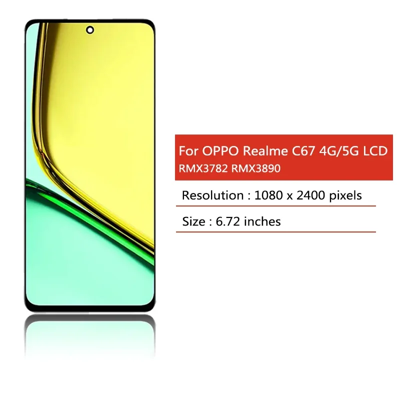 Фото 6,72-дюймовый IPS ЖК-дисплей для OPPO Realme C67, ЖК-экран + сенсорная панель, дигитайзер в сборе, C67 4G RMX3890, рамка дисплея №2