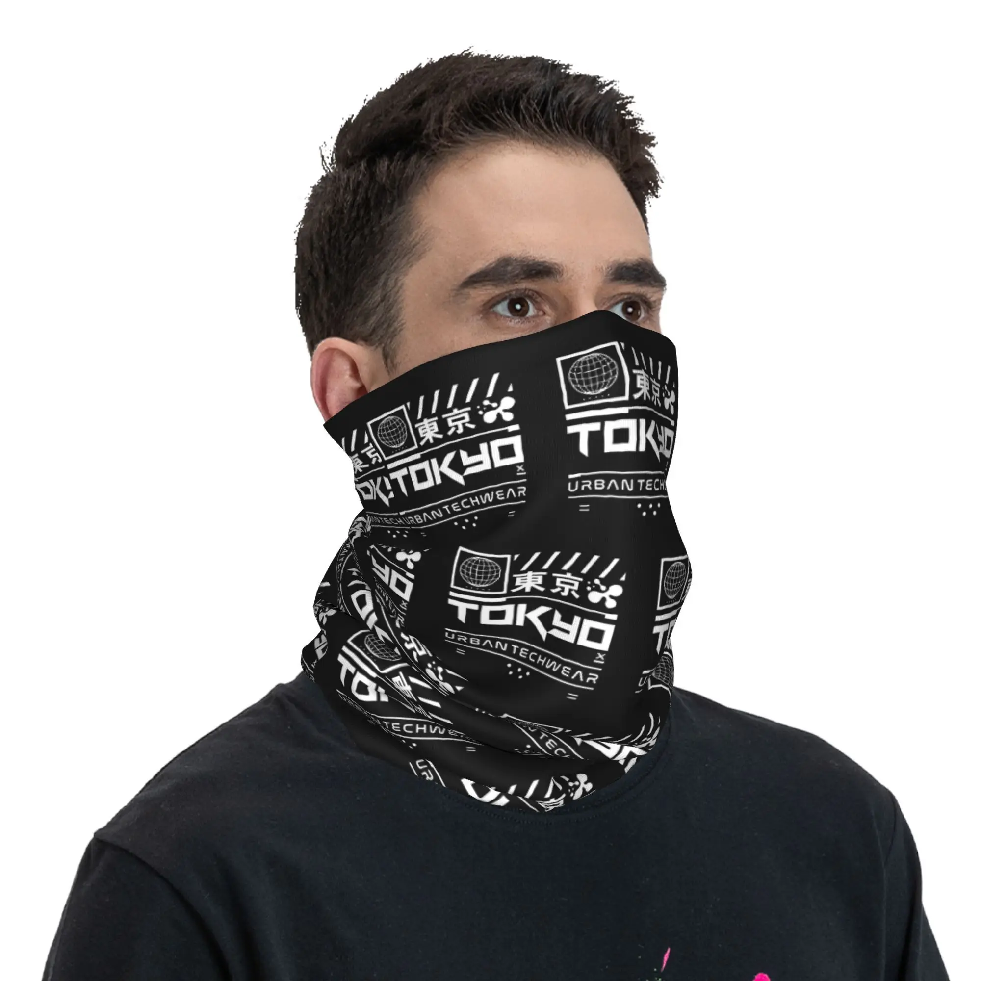 Custom Japanese Tokyo Bandana Neck Gaiter for Ski Hunting Men Women Wrap Scarf Balaclava Warmer
