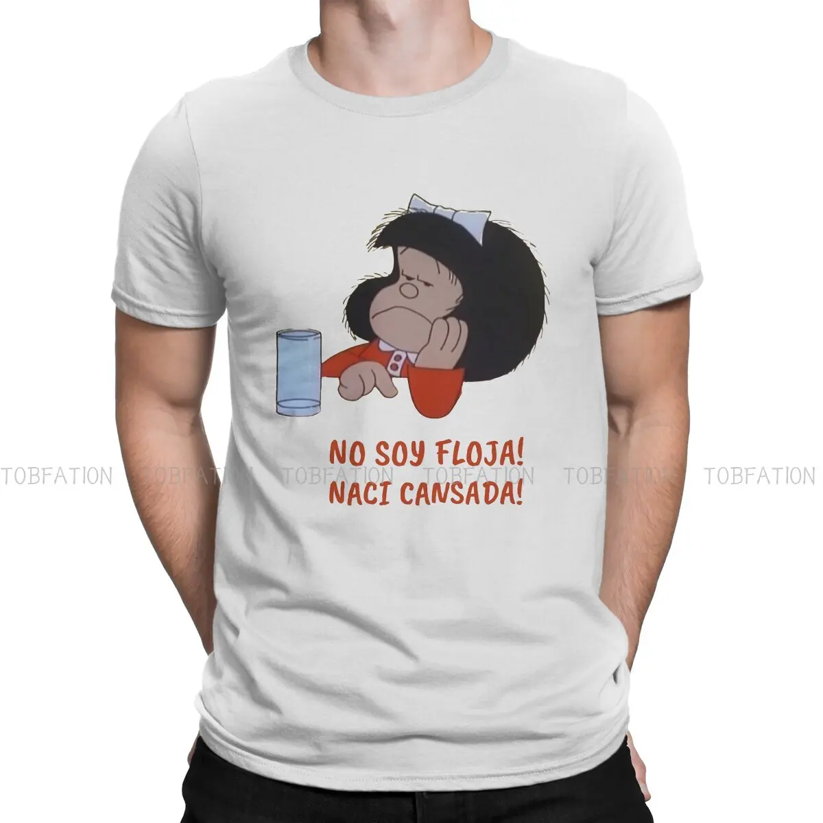

Unhappy O Neck TShirt Mafalda Cartoon Pure Cotton Original T Shirt Men Clothes New Design Big Sale