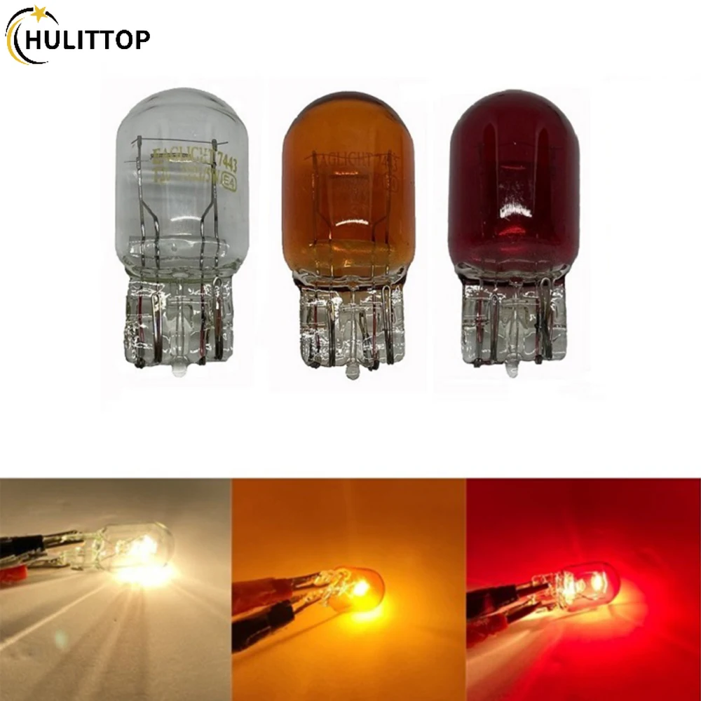

Галогенные лампы T20 7440 7443 WY21W W21W 7443 W21/5W T20, суперъяркая задняя фонарь заднего хода для автомобильной сигнальной лампы 12 В, янтарно-красный