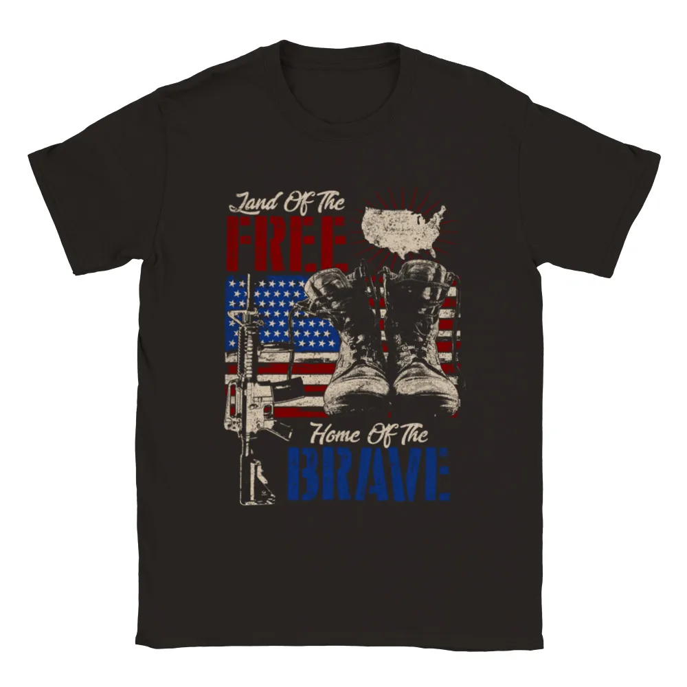 Land of the Free Home Brave-America-патриотический-унисекс Crewneck T-shi