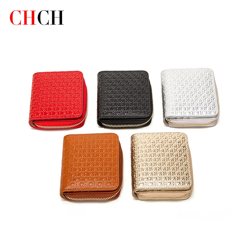 

CHCH Luxury Designer Women's Wallet Genuine Leather Clutches Coin Purse Card Holder Zipper Short Wallets Bags