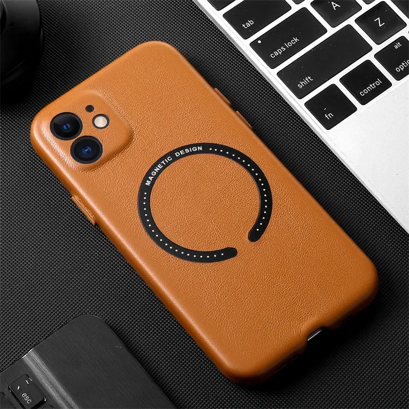 

Magsafe Magnetic Wireless Charging Leather PU Soft Case For iPhone 12 11 13 Pro MAX Luxury Plain Back Cover for iphone 13 12