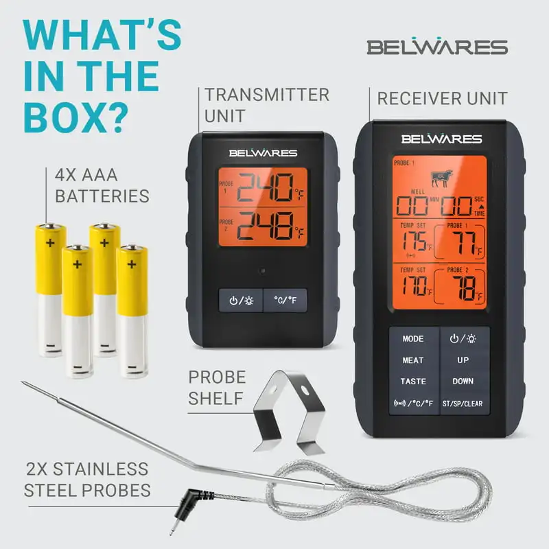 

Thermometer with LCD Screen for Grill with Dual Probes By