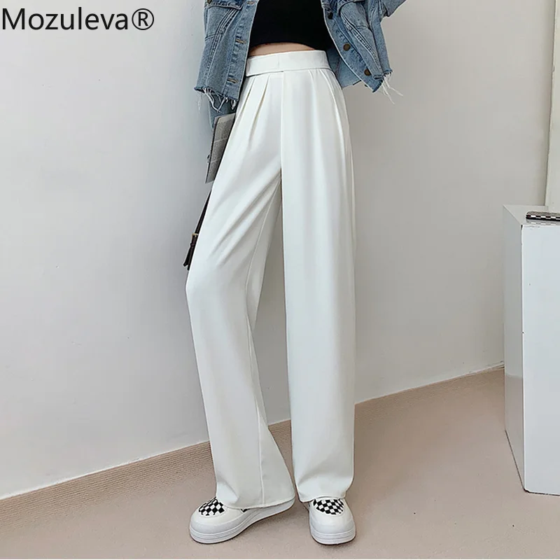 

Брюки женские свободные тонкие с широкими штанинами и высокой талией