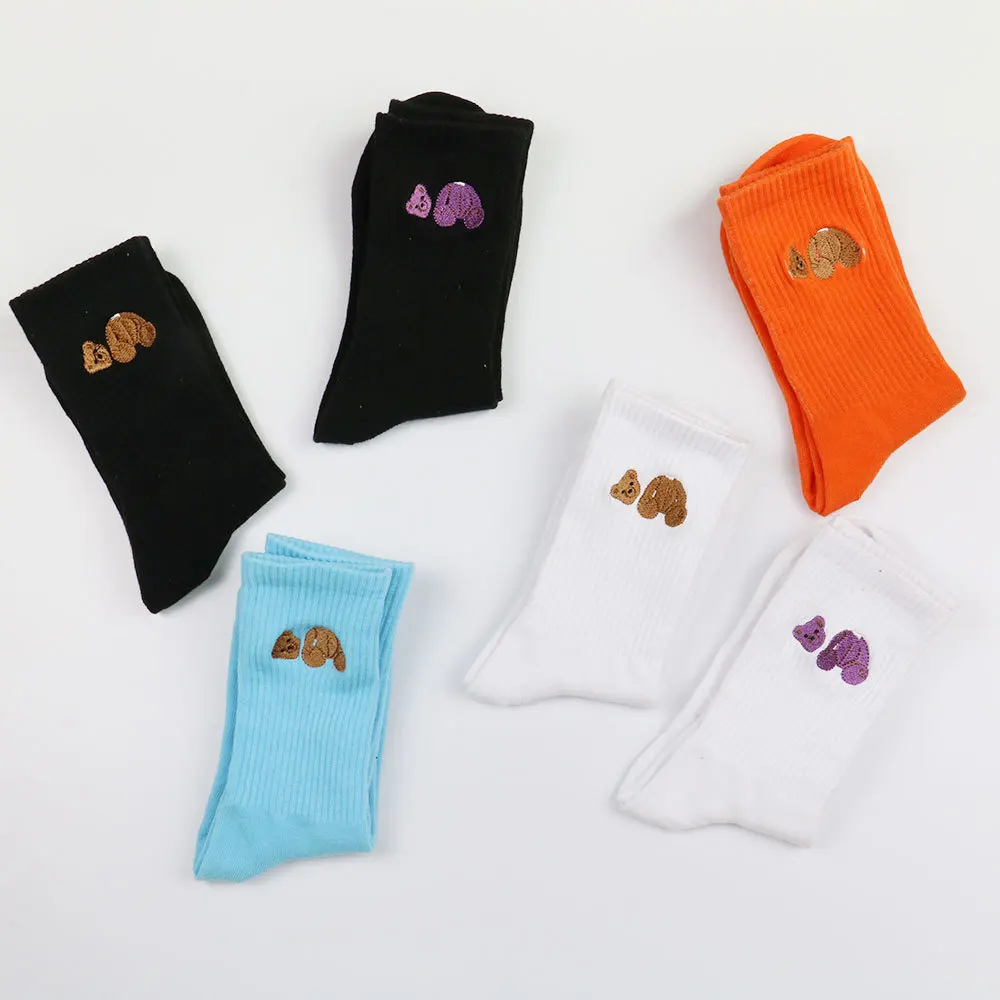 

Palm Angels Fashion Guillotine Bear Embroidery Men's and Women's Cotton Sports Casual Socks 3 Pairs Free Shipping