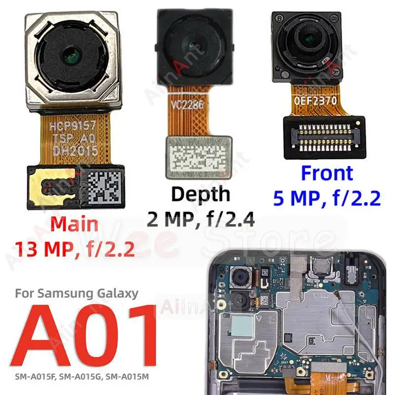 Оригинальная задняя Передняя маленькая широкая макро-глубина основная задняя камера гибкий кабель для Samsung Galaxy A02 A01 A02s A015F A025F