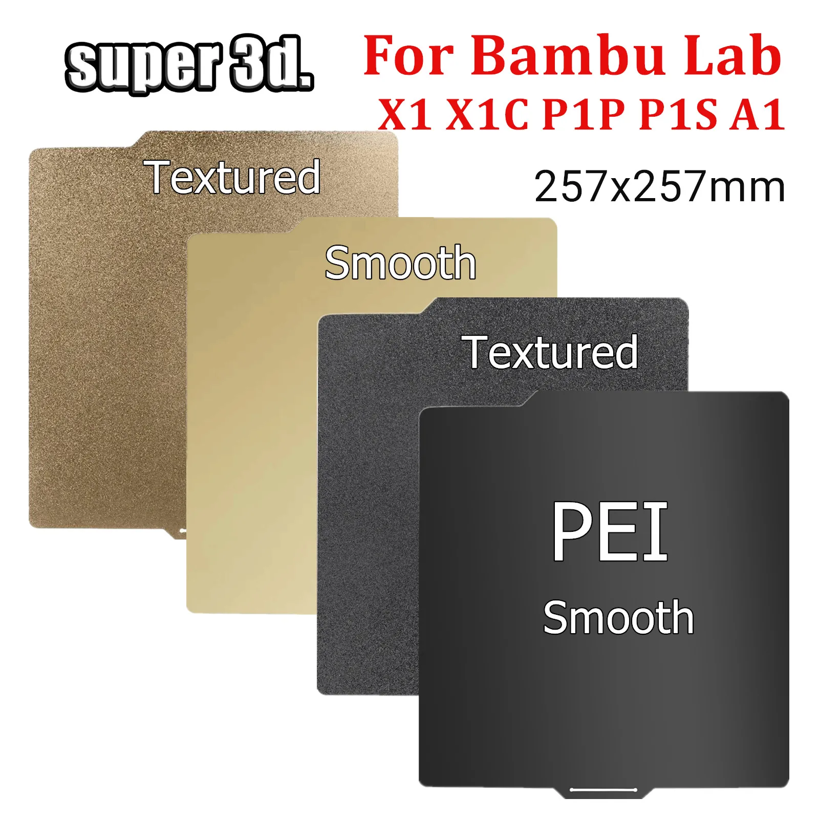 Печатная пластина Bambu P1s детали 3d-принтера 257x257 мм сборная Pei Peo Pet для Lab X1 Carbon P1p A1