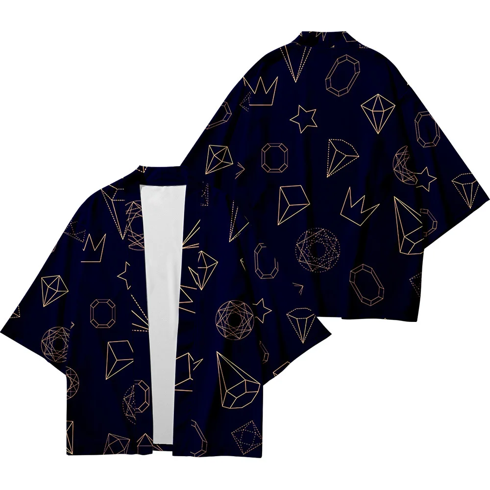 Женский и мужской кардиган свободное кимоно с геометрическим рисунком звездного
