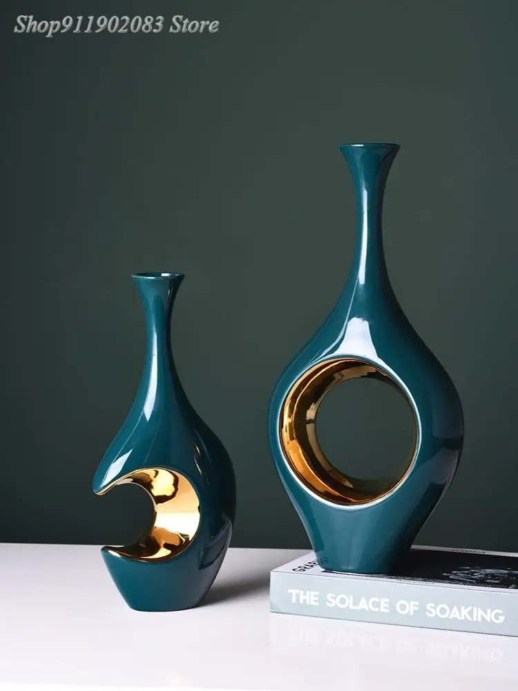 

Ceramic vase Hollow golden abstract ceramic handicraft ornaments Flower Arrangement Hydroponics Home Decoration Flower vase