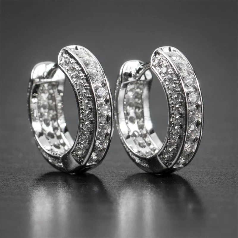 

Small Iced Gold Color Cz Hoop Mens Earrings