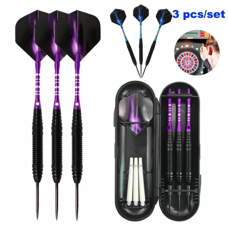

3pcs/set Dart Flights Professional Darts Needle Darts Free Carry Box Black Golden Color Steel Tip Darts with Brass Darts Shafts