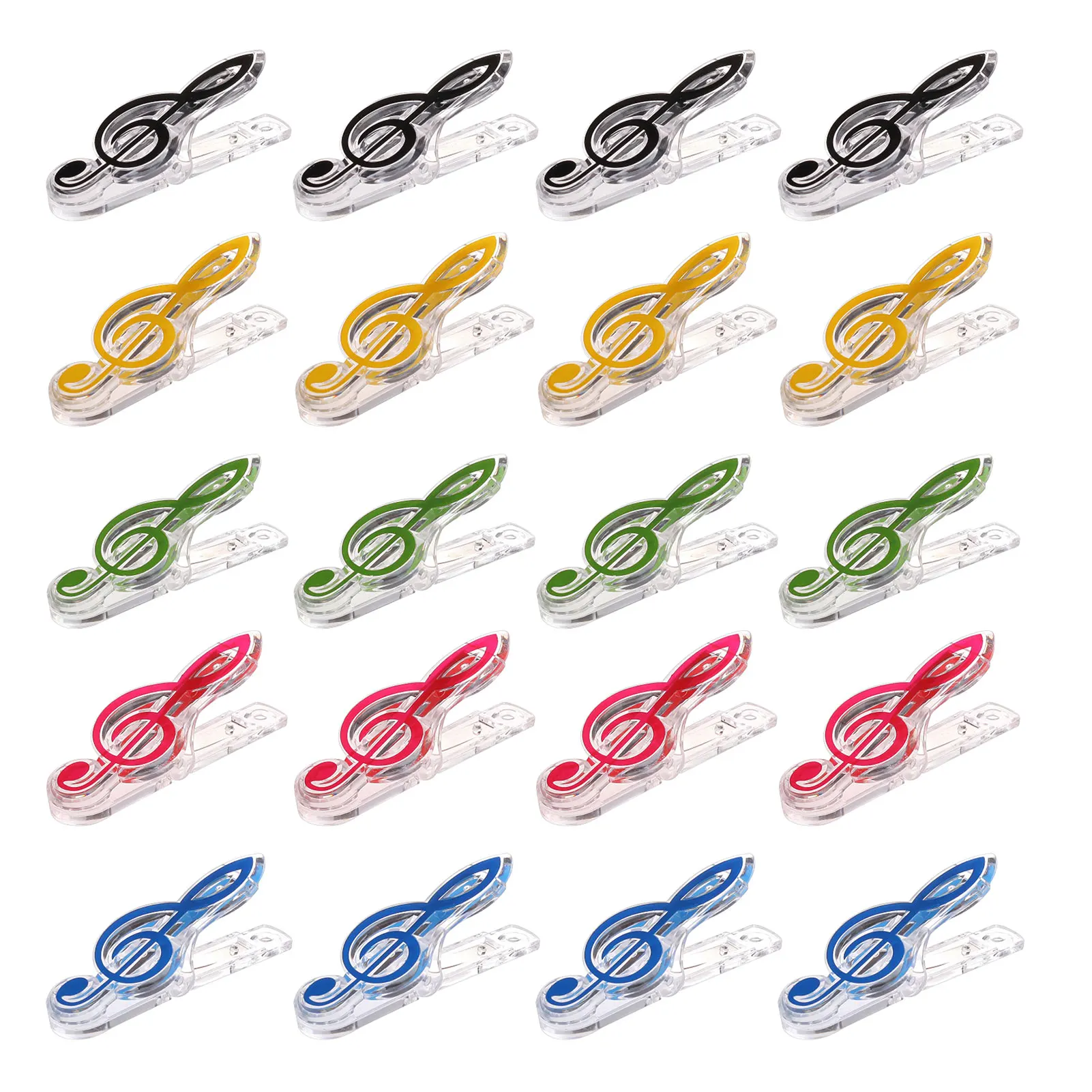 

20pcs For Reading Music Paper Clip Transparent Portable Thick Lightweight Wide Use Page Holder Stationery Plastic Multi Coloured