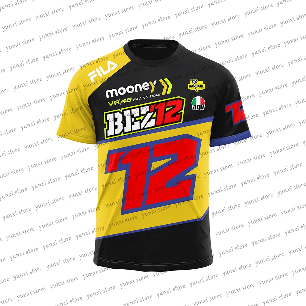 

2023 New Summer Yellow Black Extreme Sport Motorcycle Lovers 12 And 10 Driver 3D Printing Fast Drying Short Sleeves