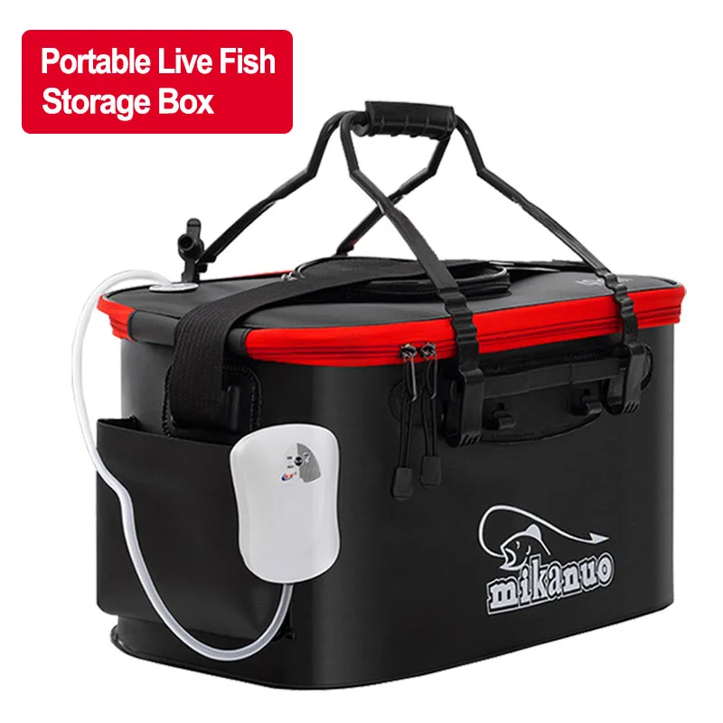 

Shoulder Multifunction Fishing Bag Portable Fold Live Fish Storage Box with Oxygen Pump Bucket Tackle Outdoor Fishing Equipment