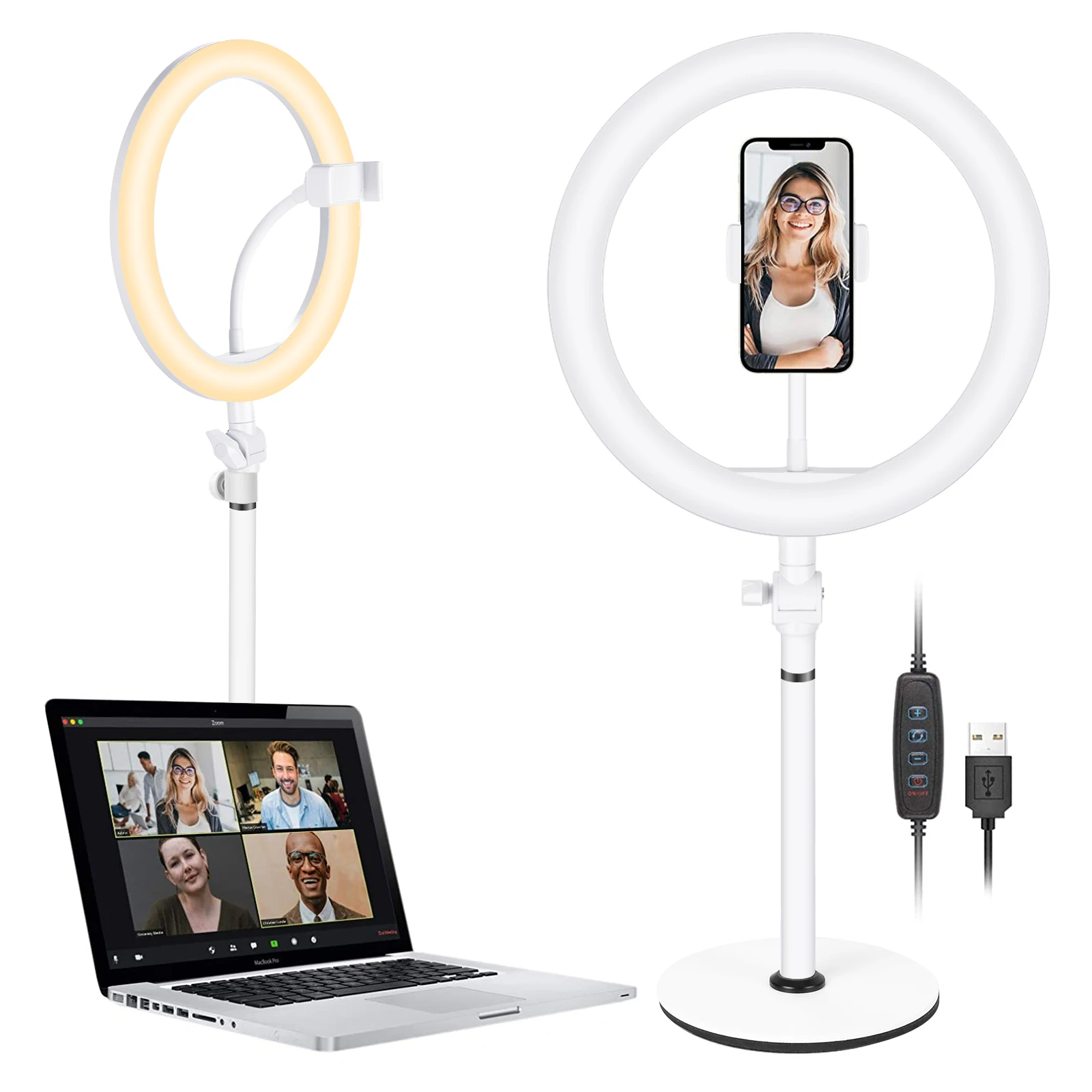 

Neewer 10” Desktop Ring Light for Laptop Zoom Call Selfie Makeup Video Conference Lighting, LED Circle Light, Selfie Ring Light