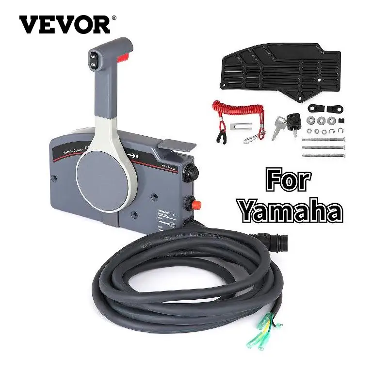 

VEVOR Outboard Remote Control Box for Yamaha Boat Engine 703-48205-16-00 Premium Side Control W/ 10 Pins Wiring Harness Trim