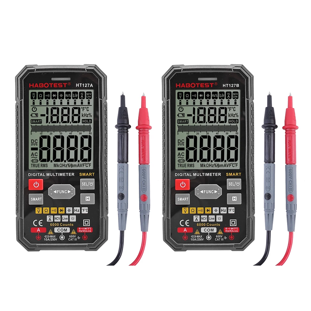 

6000 Counts LCD Digital Display Touch Screen Multimeter T-RMS Auto Range Resistance Capacitance Frequency NCV Portable DC AC Vol