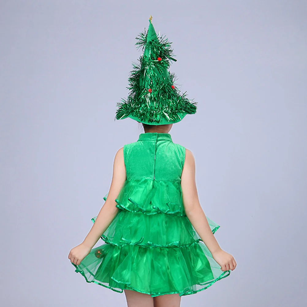 

Christmas Dress Costume Tree Children Hat Showgirl Green Performance Costumes Cartoon Xmas Outfit Kidscosplay Baby