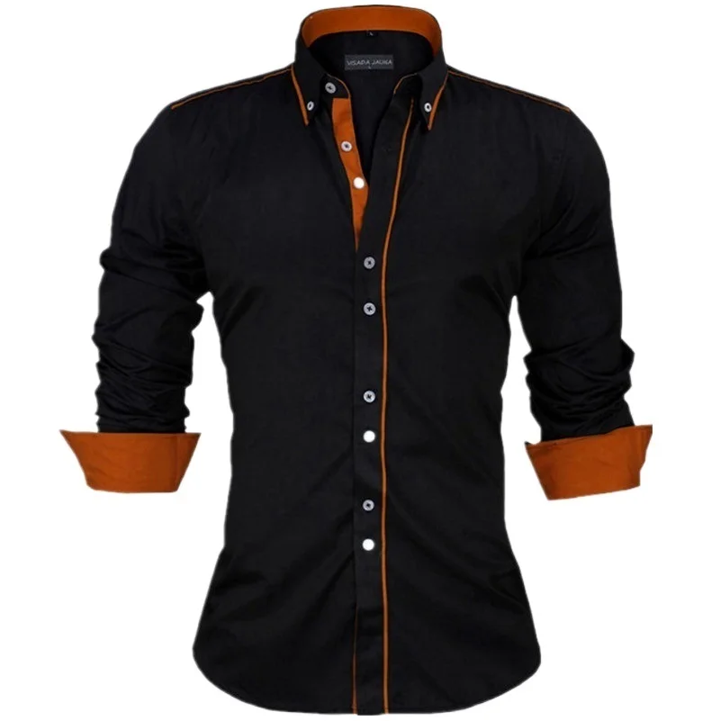 

Рубашка VISADA JAUNA мужская с длинным рукавом, хлопковая блуза кроя Slim Fit, сорочка в британском стиле для офиса, европейских размеров, однотонная