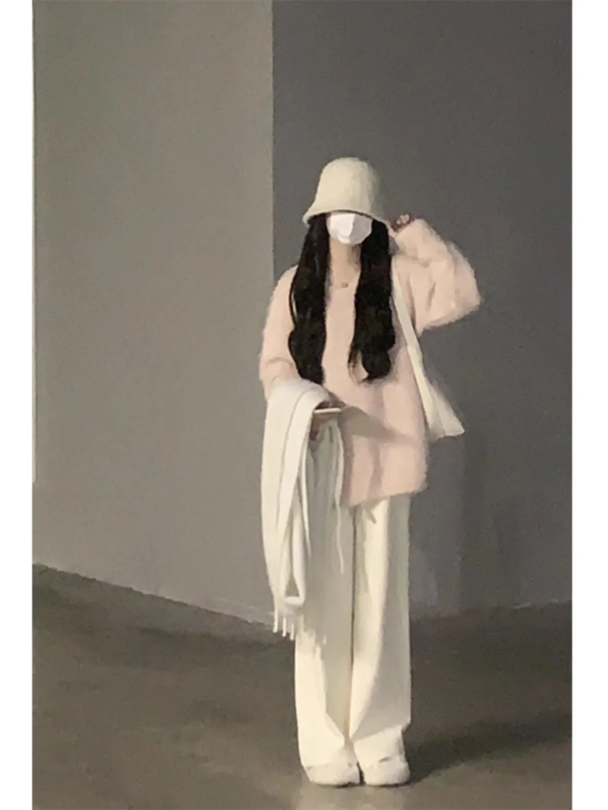 Розовый мохеровый свитер Pure Desire женский свободный средней длины из норки и