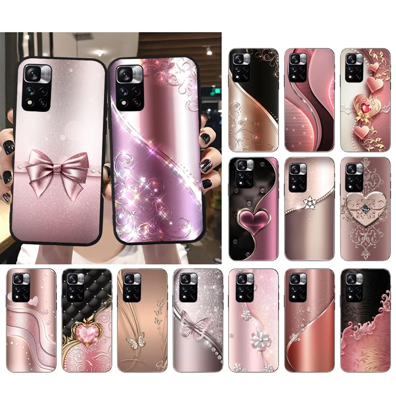 

Love Bow Gold Rose Heart Phone Case for Xiaomi Redmi Note 12 Pro 11S 11 10 Pro 9Pro Note9 10S Redmi 10 9C 9A Funda