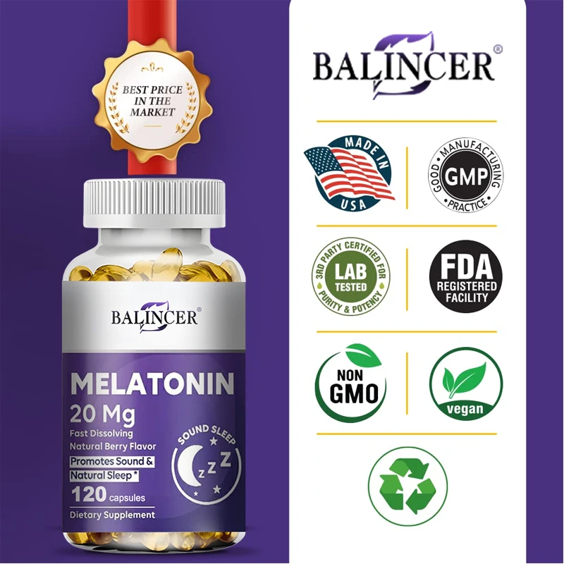 

Melatonin-Improves Memory Sleep,Improves Insomnia,Improves Mood,Relieves Stress and Anxiety,Boosts Immune System and Antioxidant