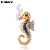new creative design sense fashion alloy dripping oil cartoon seahorse brooch cute marine life corsage