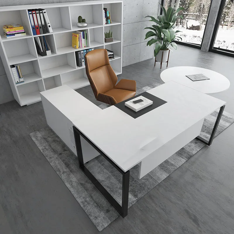Стол директорский белый современный письменный стол для студентов офисная