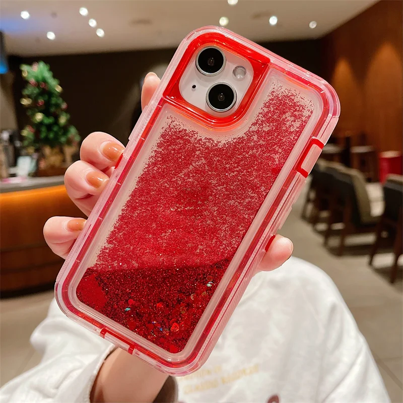 

Hybrid 3D Glitter Armor Case Voor IPhone13 Pro max 12 XSMax XR Dynamische Quicksand Shockproof Telefoon Gevallen Covers 6 7 Plus
