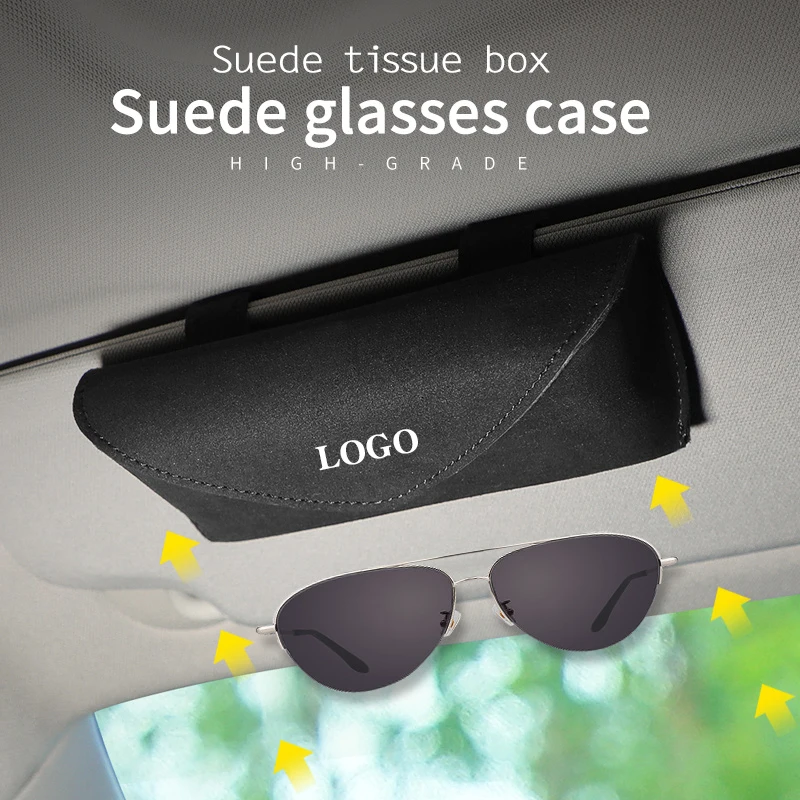 

Suede Car Glasses Case Sun Visor Clip Storage Box For Jaguar XF XJ XE XJL XF Protector Arrange Decoration Interior Accessories