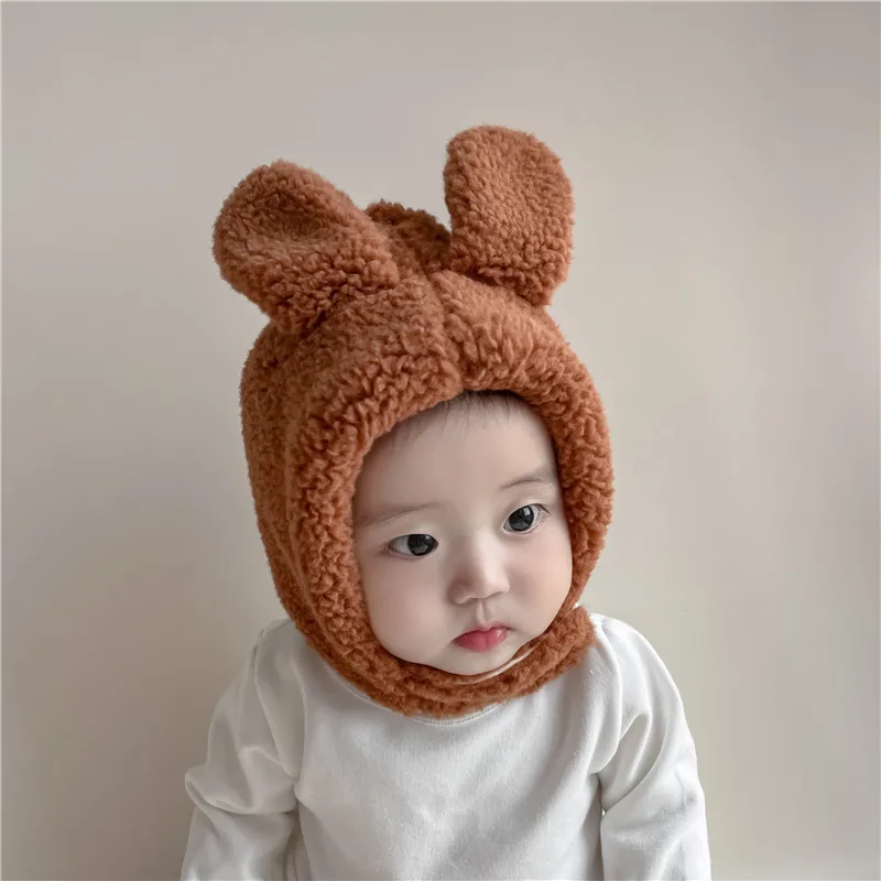 

Cute Winter Baby Hats Bear Ear Warm Plush Baby Boys Girls Cap Beanie Solid Color Toddler Kids Earflap Bonnet Cap For Newborn
