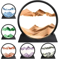 3d moving sand art picture 57inch hourglass art painting deep sea sandscape flowing sand frame rectangle round glass home decor