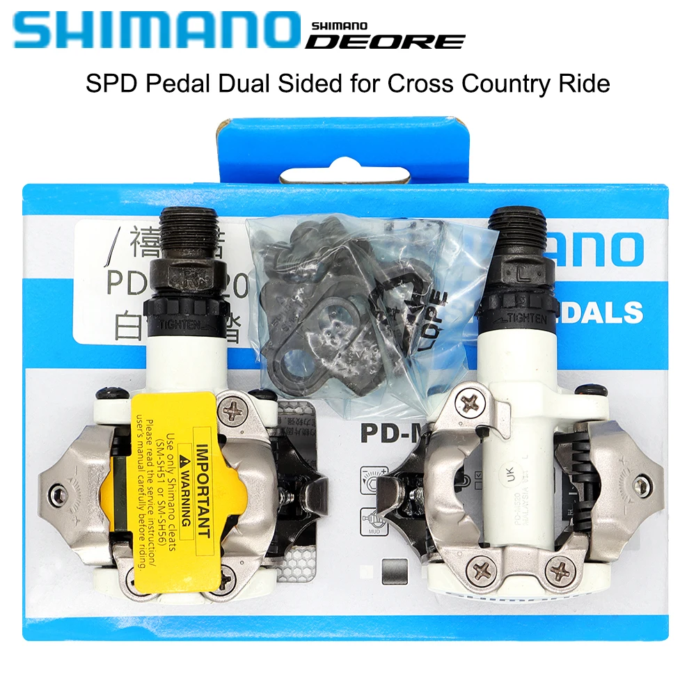 SHIMANO DEORE SPD M520 Pedal for MTB Bike Dual Side White Self-locking PD-M520 Off-road Cross City Pedals Original Bicycle Parts