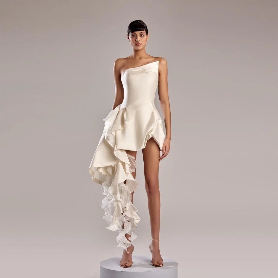 Женское атласное платье без бретелек Элегантное Длинное облегающее с