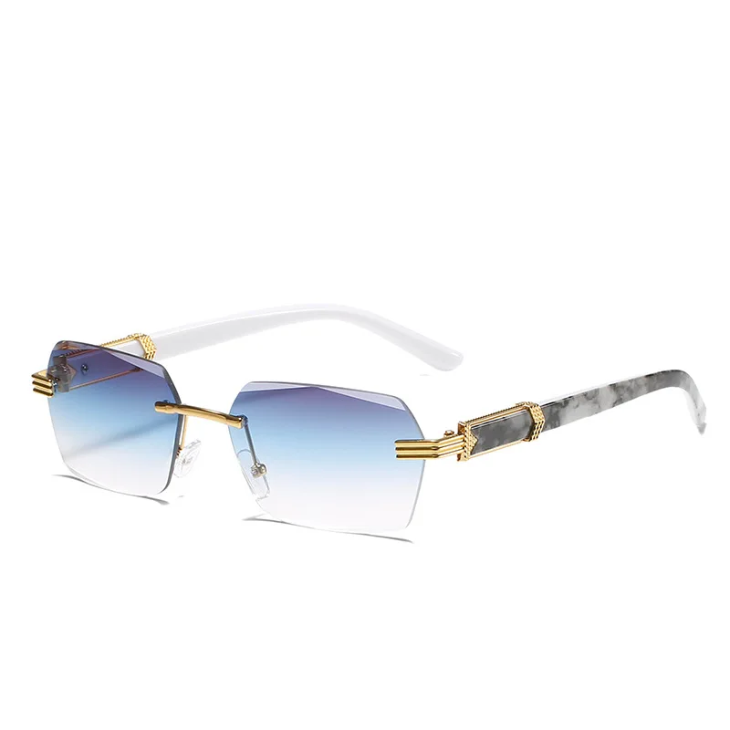 

Fashion Square Rimless Brand Shades Women Wholesale Vintage Luxury Designer Sunglasses Man Gradient Lens Rectangle Eyeglasses