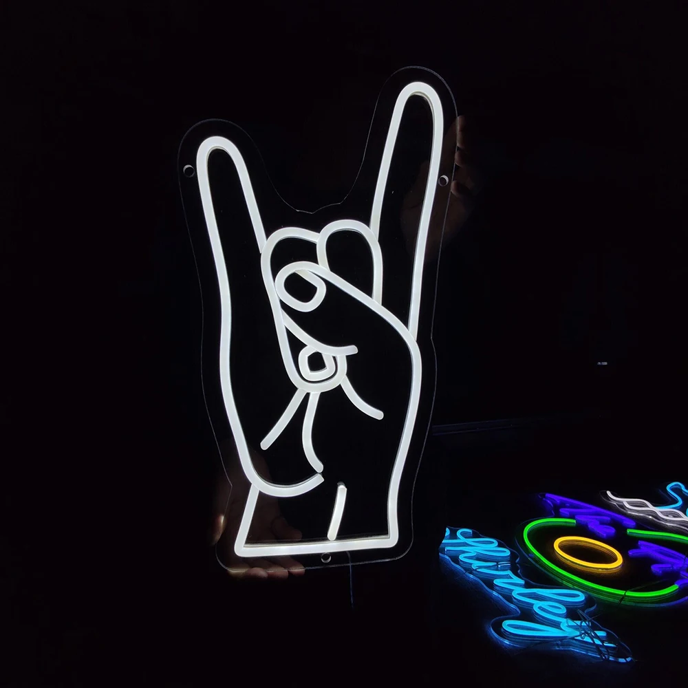 

Rock hand neon sign, rock hand gesture led light sign, custom hand gesture neon light sign Bar Neon Sign