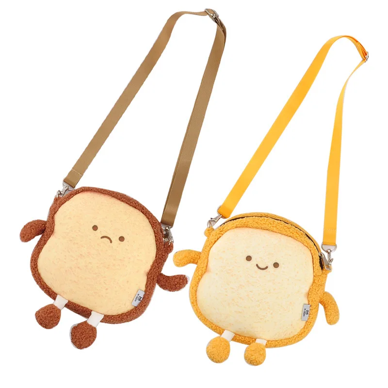 

Cartoon Bake Bread Toast Kawaii Little Bag Animal Stuffed Toy Plush Doll Shoulder Bag Cross Body School Bag Outing Girl's Gift
