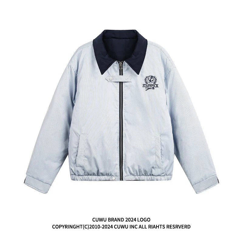 Cuwu американская винтажная полосатая Двусторонняя одежда куртка с хлопковой