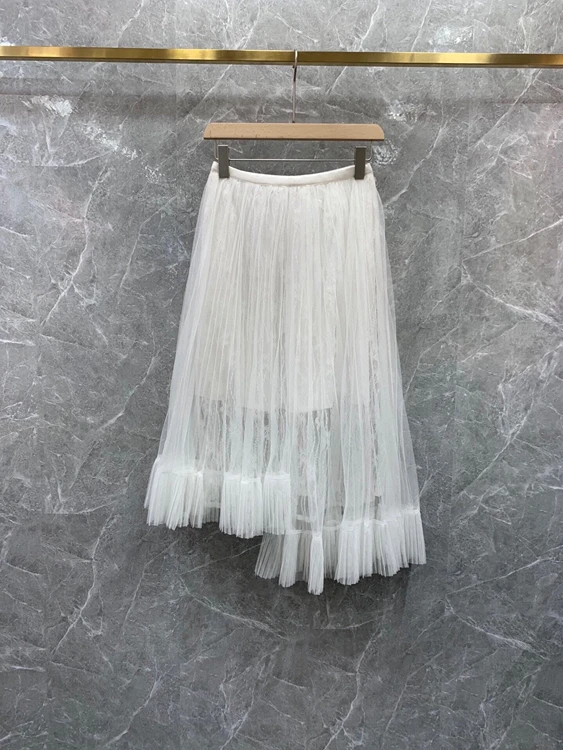 

2022 new women fashion sexy irregular length hem mesh skirt midi skirt half skirt 407