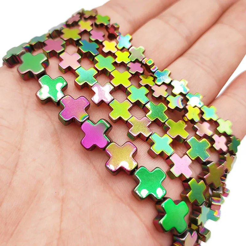 6/8/10 мм новый зеленый крест форма гематитовый камень свободные бусины для