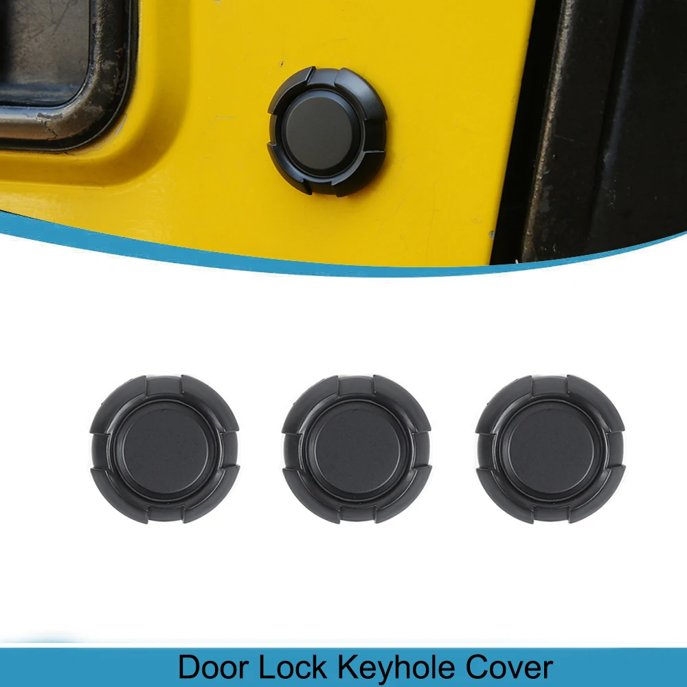 

Car Door Lock Keyhole Decoration Cover Stickers for Jeep Wrangler TJ 1997-2003 2004 2005 2006 External Accessories ABS Black