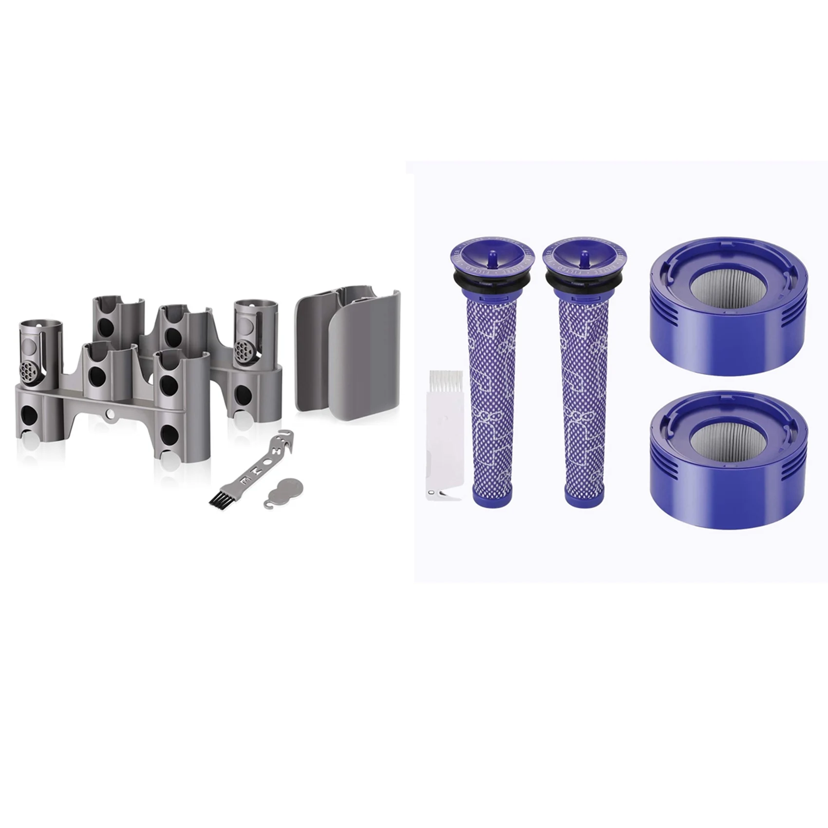 

2 Set Vacuum Cleaner Accessories: 1 Set Docking Station Accessory Holder & 1 Set Motor Filter and Pre HEPA Filters Set