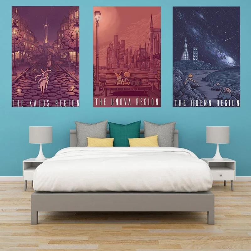 Покемон Холст Картина Пикачу Squirtle Charmander Mimikyu Eevee Gengar постер настенный стикер