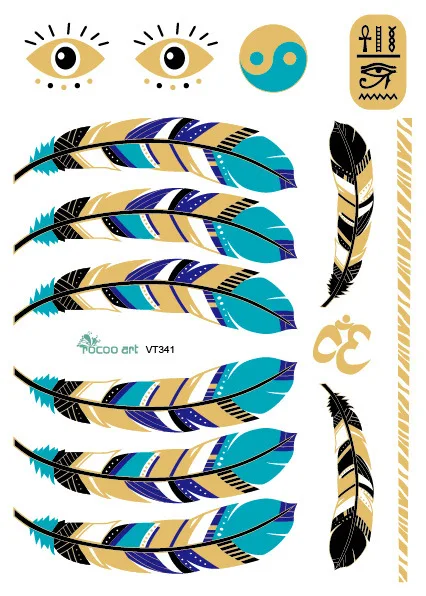 

3/pcs Bohemian Bronzing Stripe Tattoo Stickers For Woman Man Body Fake Tattoo Feather Temporary Tattoos Young Girls Party Tatoo