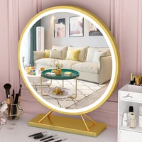 aesthetic large round led decorative mirrors makeup standing jeweler gold mirror desk room decorations espelho home decor