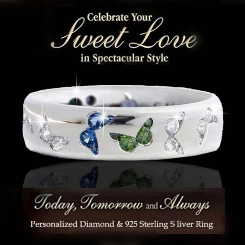 

Couple Rings For Women Men Butterfly Zircons Diamond Wedding Ring Party Jewelry Valentine's Day Gifts 1PC anillo mariposa pareja