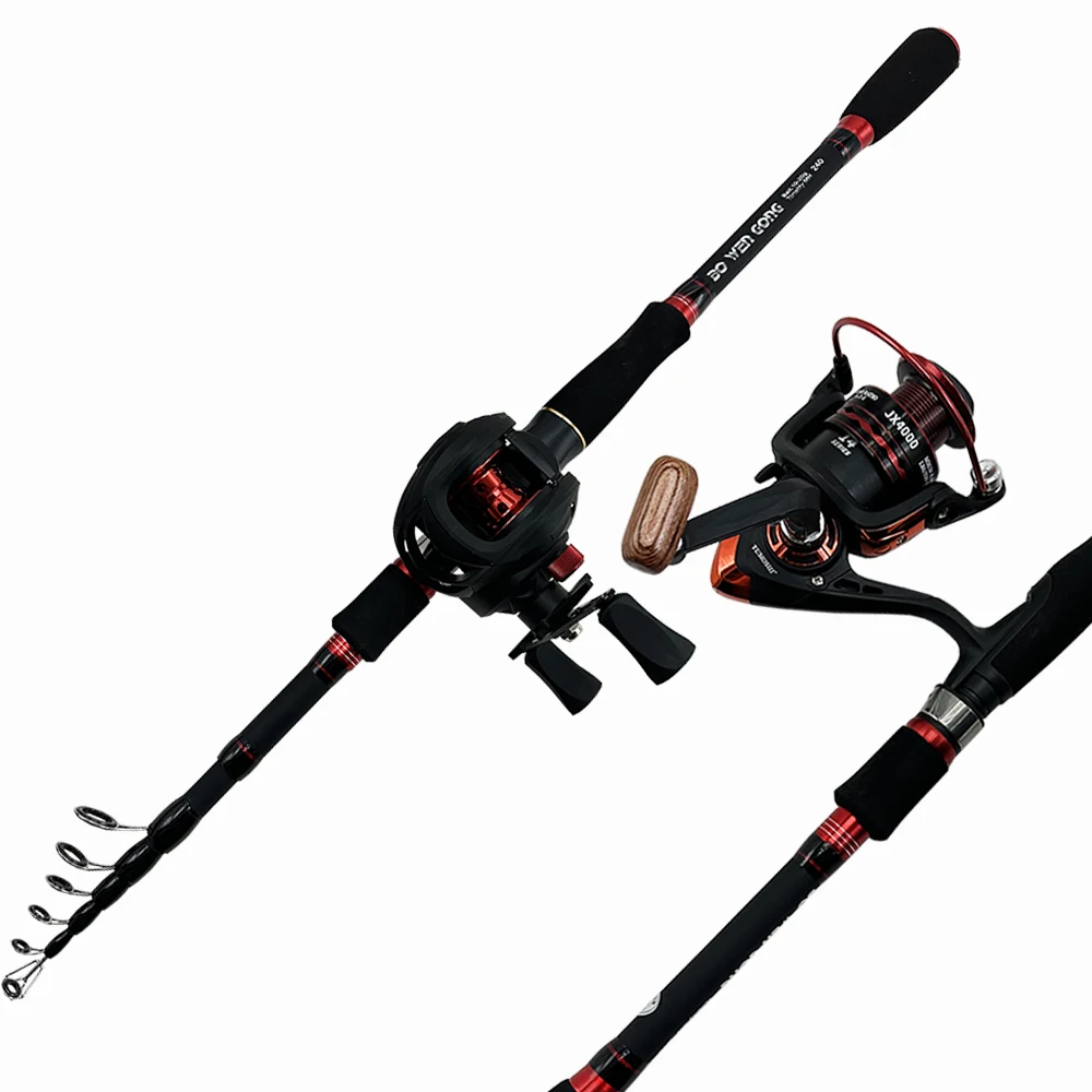 

Lure Jigging Kit Fishing Rod Reel Combo Telescopic Pole Kit 1.8M 2.1M 2.4M 2.7M Baitcasting/Spinning Reels Set Fish Equipment